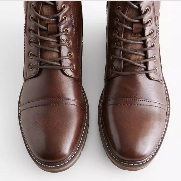 Steve Madden 11 Teetr Men’s Brown Lace up Buckle Detail Faux Leather Ankle Boots main image 9